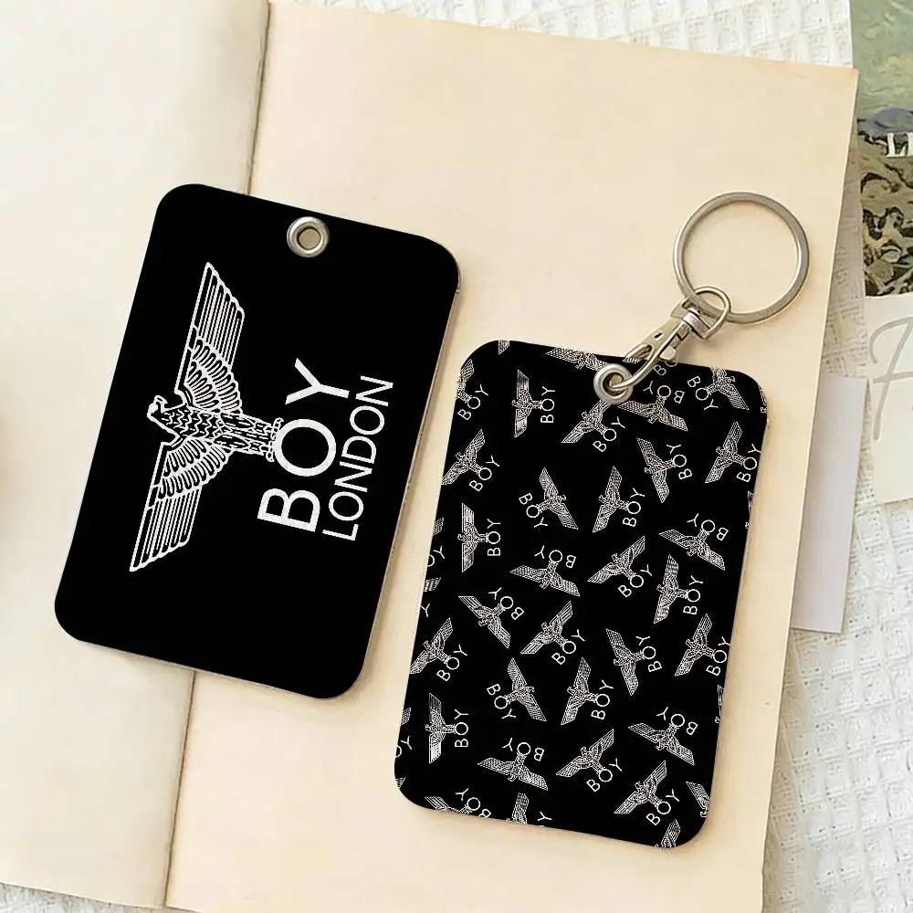 Punk Brand B-Boy L-London 1Pc PU Leather Card Holder Keychain Key Ring Door Lock Access Tags ID Card Case Keychain Card