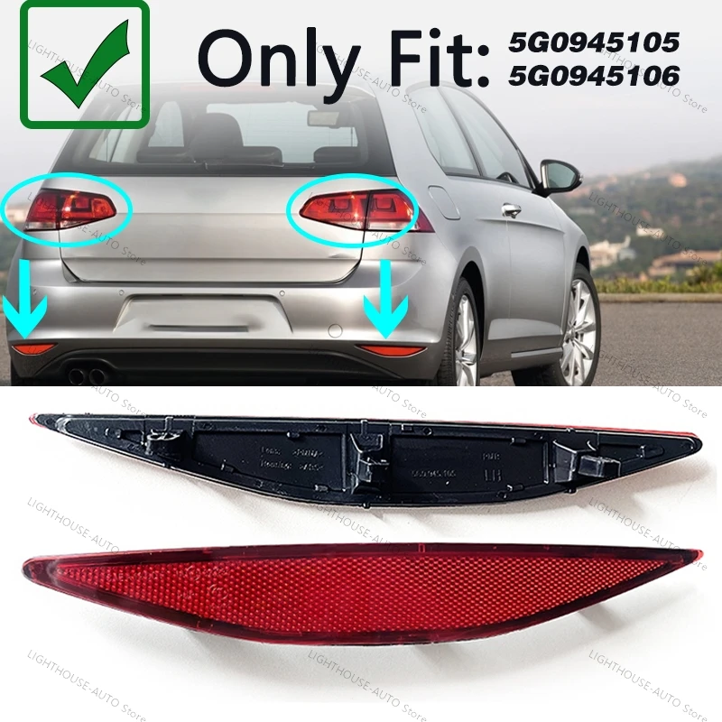 

5G0945105 5G0945106 для VW Golf 7 MK7 2014 2015 2016 2017, красный отражатель заднего бампера, светоотражающая полоса