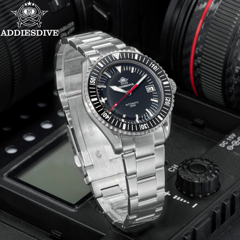 

ADDIESDIVE Luxury Black Automatic Mechanical Watch AD2060 reloj hombre NH35 Sapphire 200M Waterproof Stainless Steel Men Watches