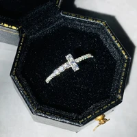 Huitan Simple Stylish Cross Design Women Rings Full Paved Crystal Cubic Zirconia Delicate Bridal Ring for Wedding Trendy Jewelry - Image 5