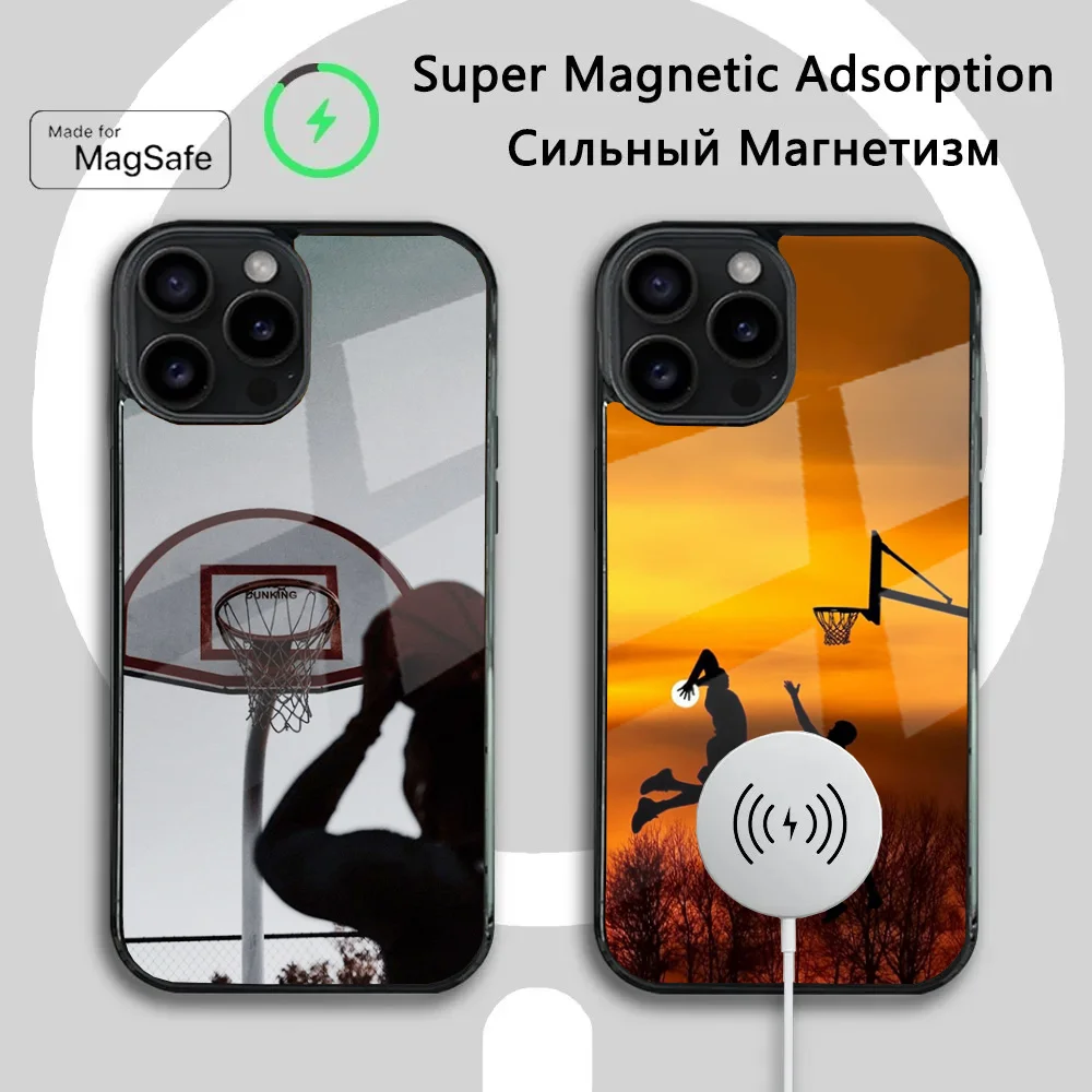 

Basketball Basket Dunk Phone Case For iPhone 16 15 14 13 12 11 Plus,Pro,Max Mini Magsafe Magnetic Wireless Charging