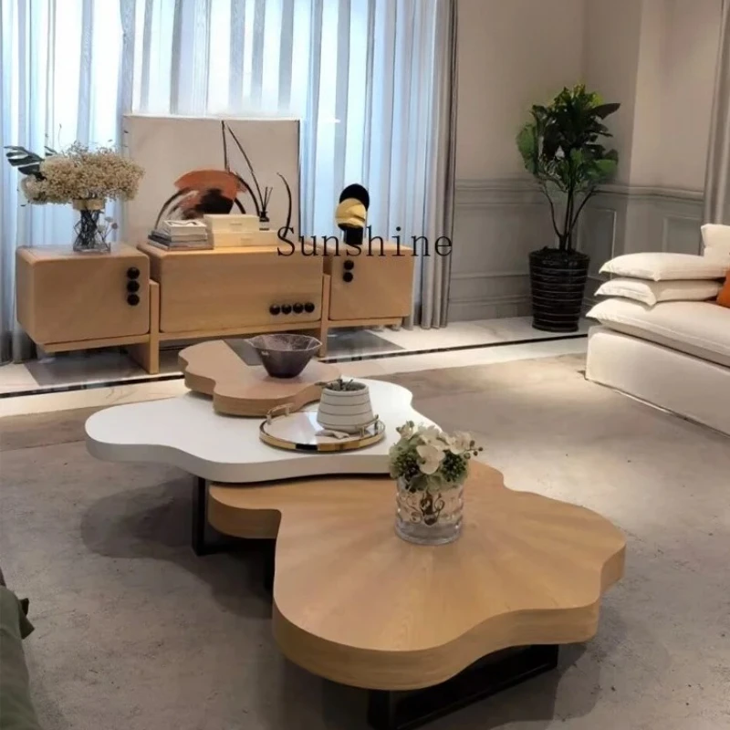 

Medieval solid wood special-shaped TV cabinet home art design recommended storage wall simple