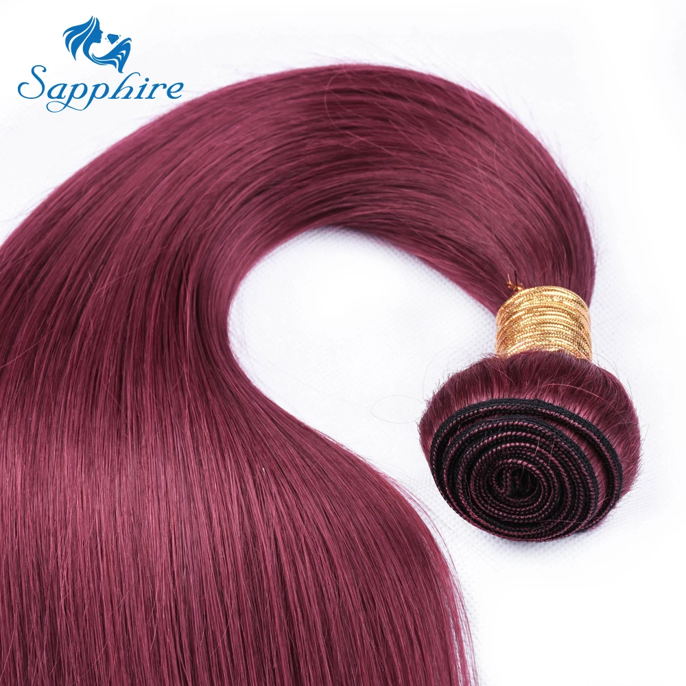 Sapphire Burgundy 99J Bone Straight Bundles 1PCS Peruvian Human Hair Bundles Red Wine Hair Human Hair Extensions For Black Women