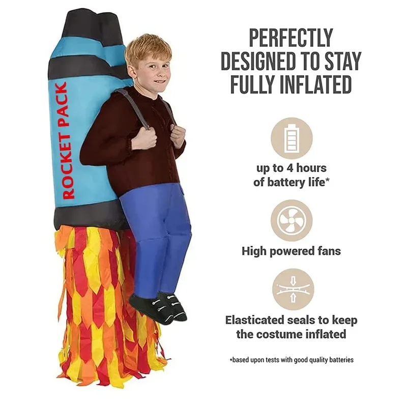 Simbot-زي أداء للأطفال ، هالوين Jetpack ، مروحة صواريخ ، بدلة طيران للطلاب ، صاروخ ، قابل للنفخ