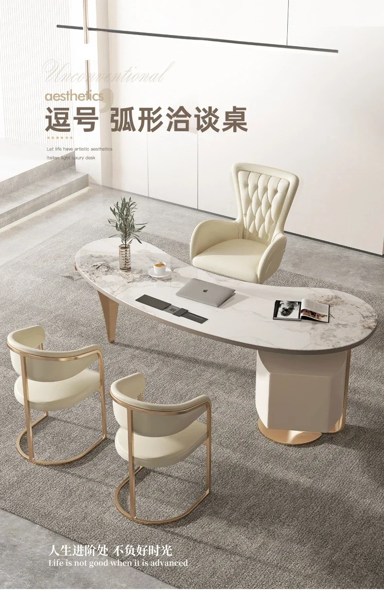 

Reception table and chair combination Modern slate light luxury desk Home simple office computer desk93389338