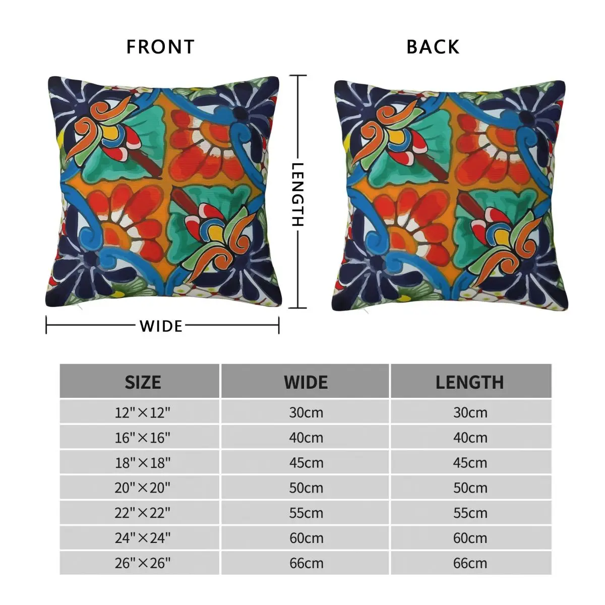 Mexican Flowers Talavera Pottery Square Pillowcase Polyester Linen Velvet Creative Zip Decor Pillow Case Bed Cushion Cover