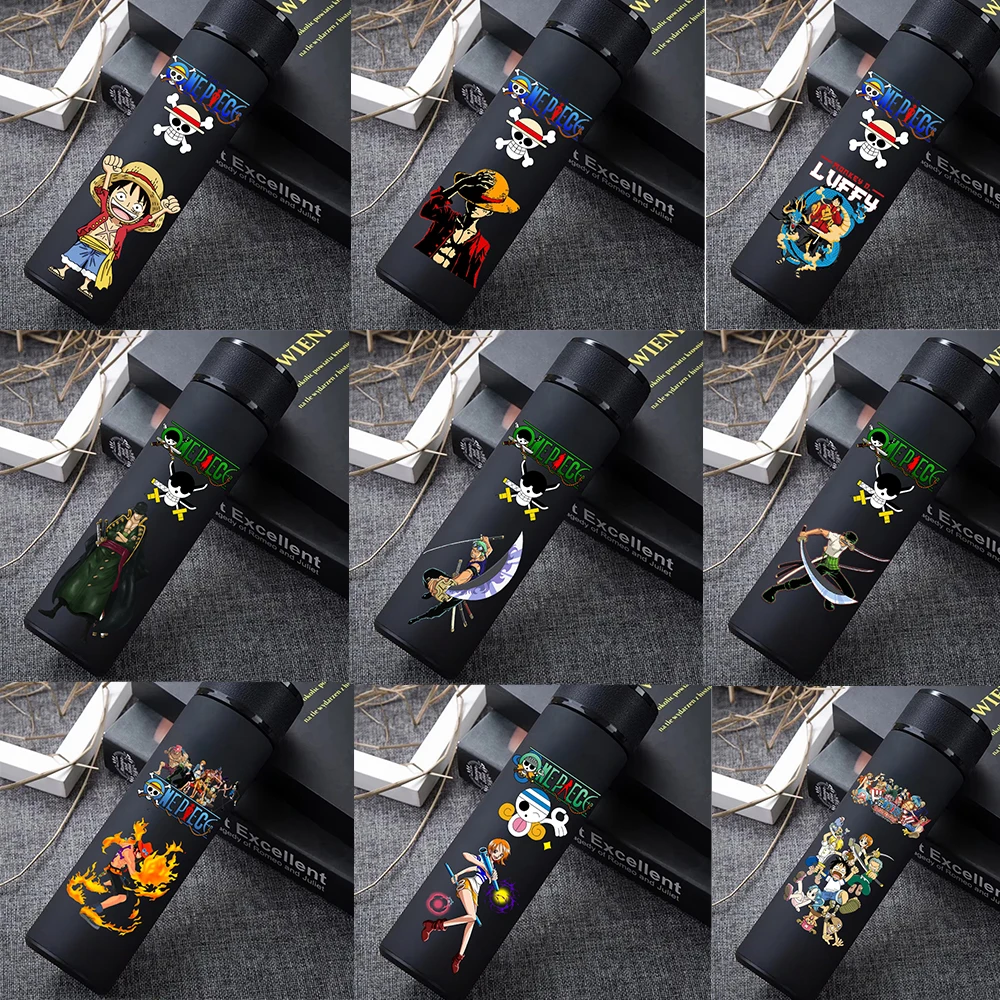 Termo de Acero Inoxidable 304 de One Piece con Diseño de Luffy y Roronoa Zoro, Botella de Agua de Alta Capacidad de 500 ml