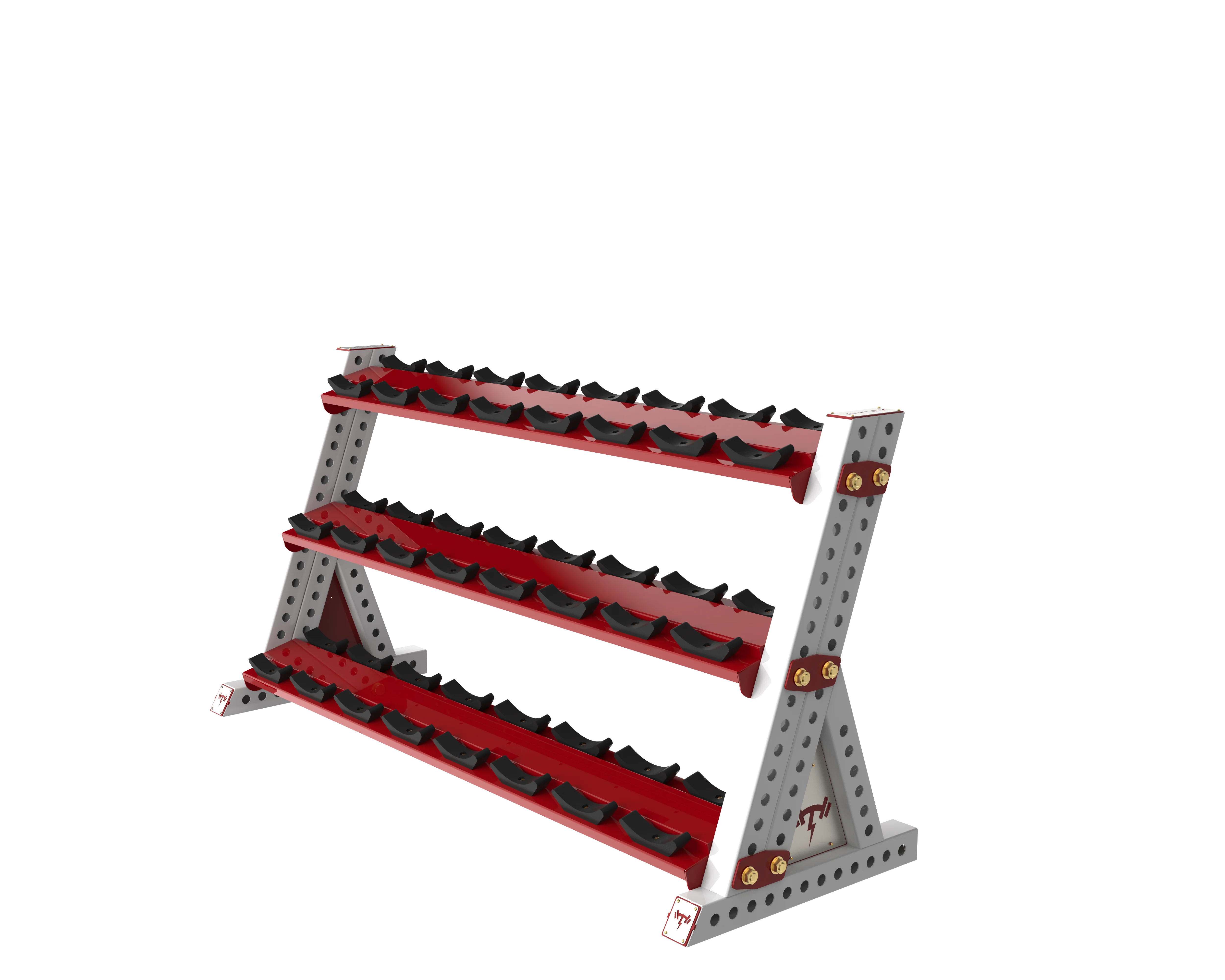 

Heavy Duty 3-Tier Gym Storage Rack Stand 20-Pair Dumbbell and Short Barbell Rack with Bottom Shelf Premium Drawer Slides