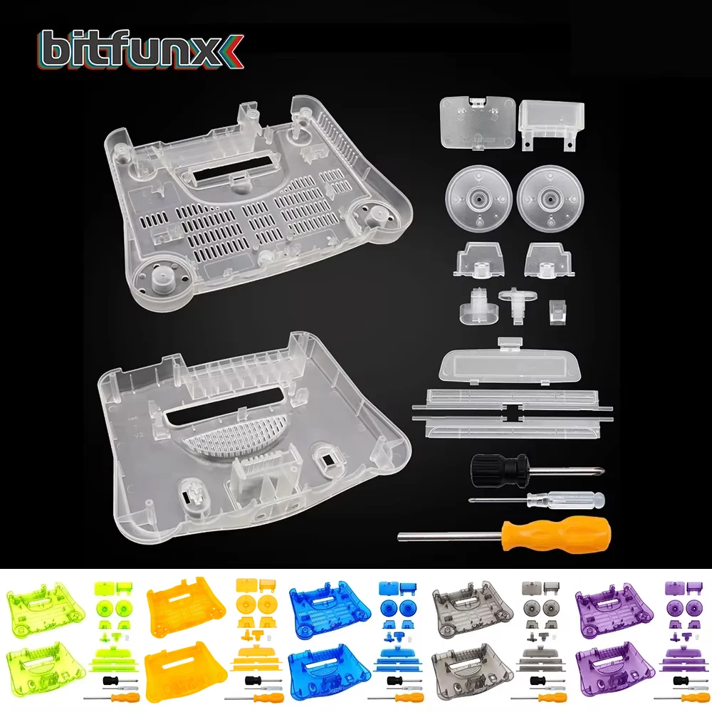 Bitfunx Replacement Plastic Shell Translucent Case for N64 Nintendo 64 Replacement Case Transparent Boxes