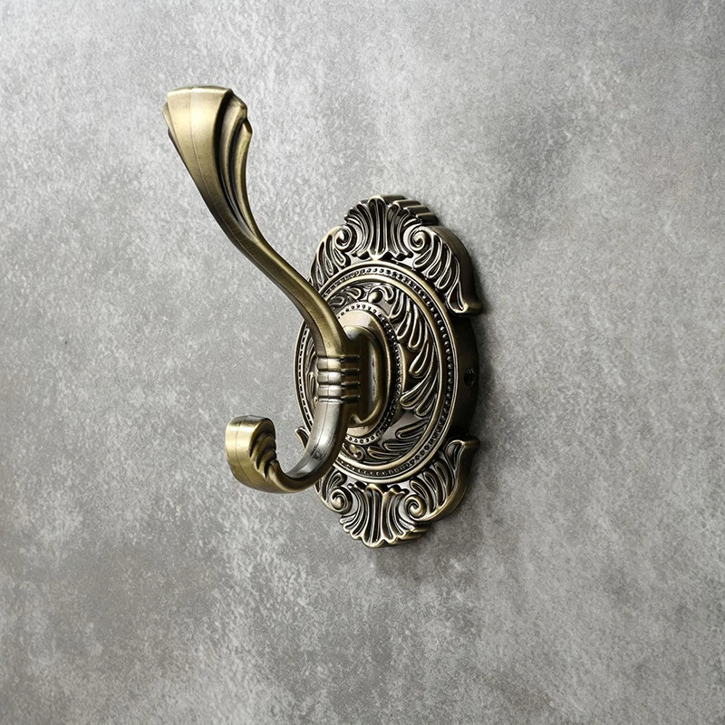 European Retro Alloy Fan-shaped Hooks, Rose Pattern Curtain & Coat Hooks, Vintage Curtain Decor Accessories