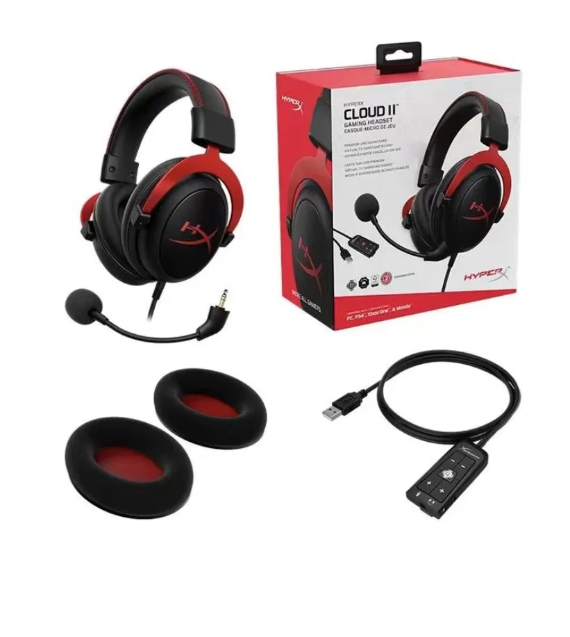 Hyperx Felleg 2 II Játék Fejhallgató Ribillió cancelling 7.1 Körülvesz vmivel Számítógépezik headse Fülhallgató microph vezetékes headse számára PC PS4