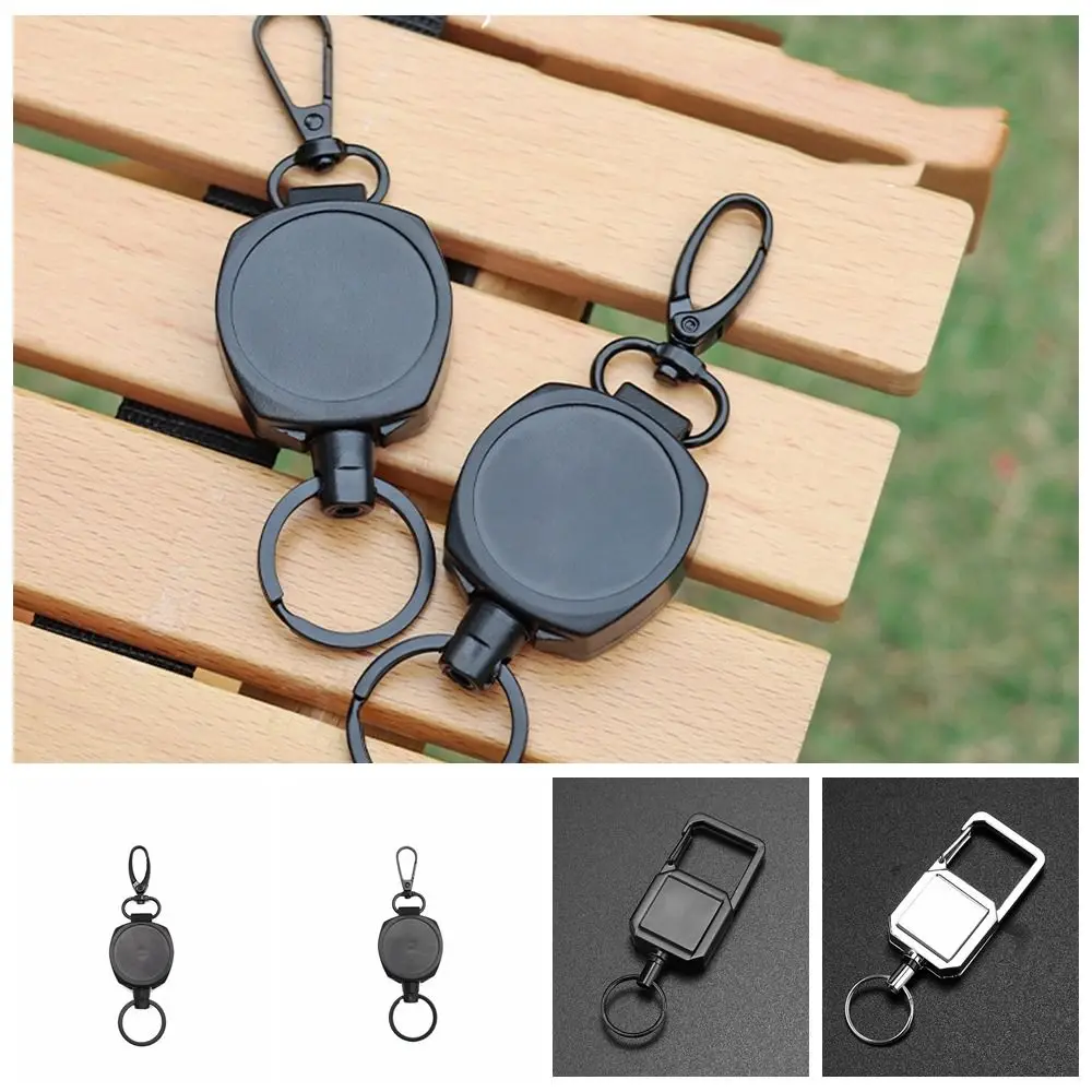Easy-to-pull Retractable Key Ring Buckle Anti Lost Badge Holder Telescopic Rope ID Card Lanyard Easy-to-pull Buckle Rope Outdoor