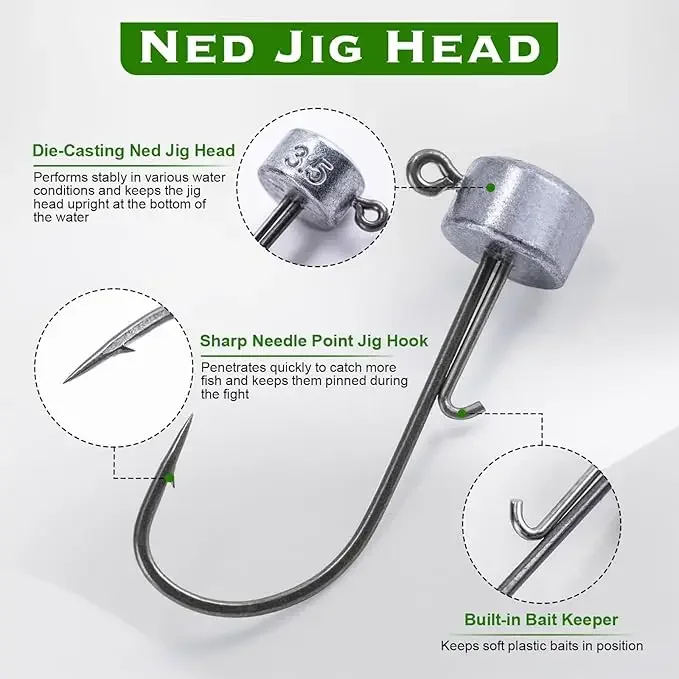 

Goture, 44 шт., плавающий червь Ned Rig Kit, крючки без сорняков, джиг-головки, мягкие приманки, высокоэффективное снаряжение, пресноводная, соленая вода, готовая