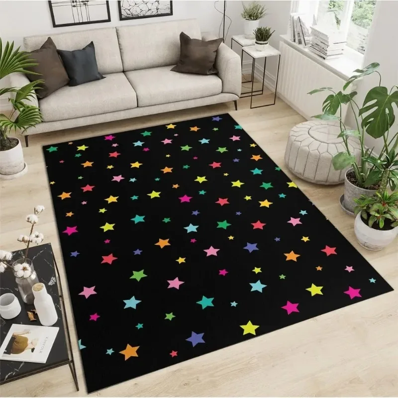 Colorful Stellar Particle Tunnel Large Area Rug Triangle Star Geometry Classroom Rugs with Carpet Tape for Bedroom Men Home Room