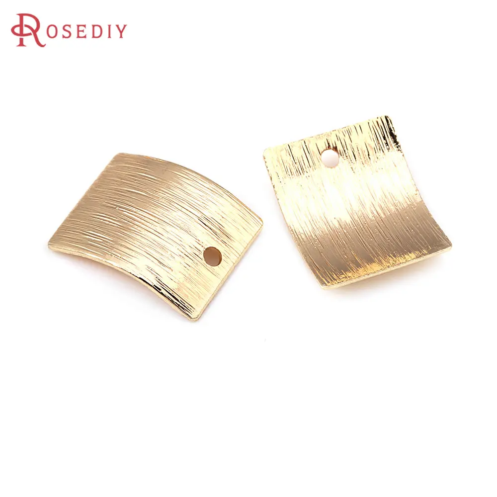 18K Gold Color Brass Frosted Rectangle Charms Pendants High Quality Jewelry Making Necklace Earrings Accessories for Women