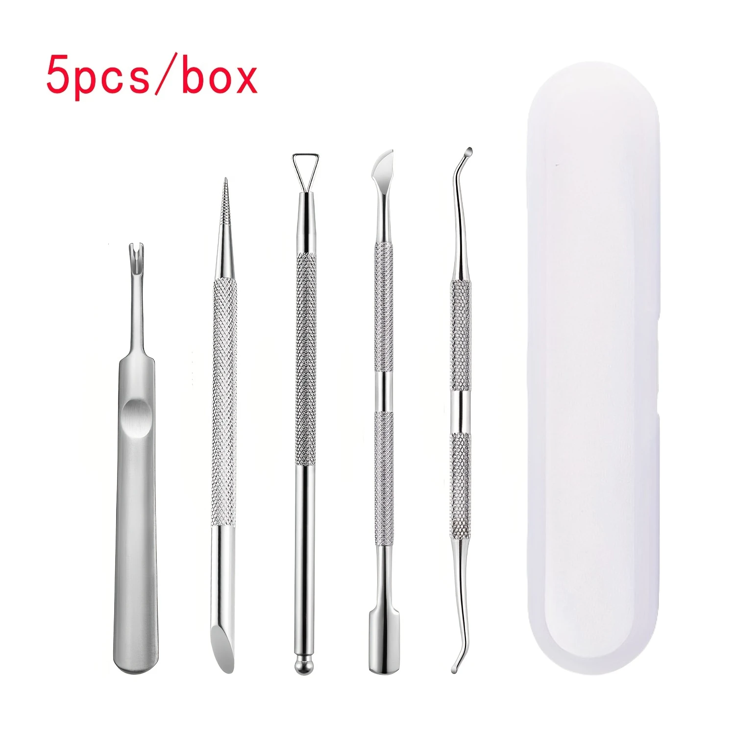 5-częściowy zestaw do usuwania paznokci ze stali nierdzewnej - Bezzapachowy żel do obierania, stóp i paznokci - Pielęgnacja manicure i pedicure, pudełko