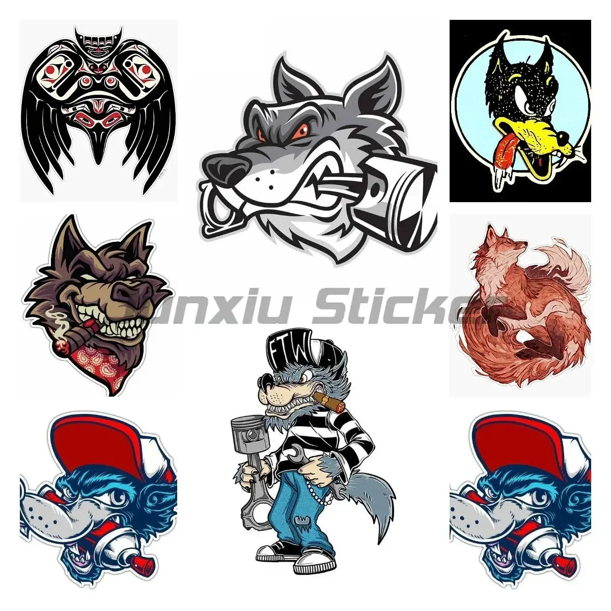 Wolf Bite The Piston Funny Ruffian Wolf Car Stickers Vinyl Car Sticker