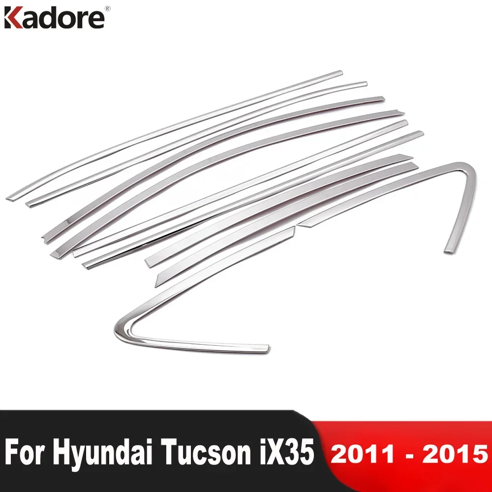 

Window Frame Sill Trims For Hyundai Tucson ix35 2010 2011 2012 2013 2014 Steel Windows Molding Garnish Strip Car Accessories