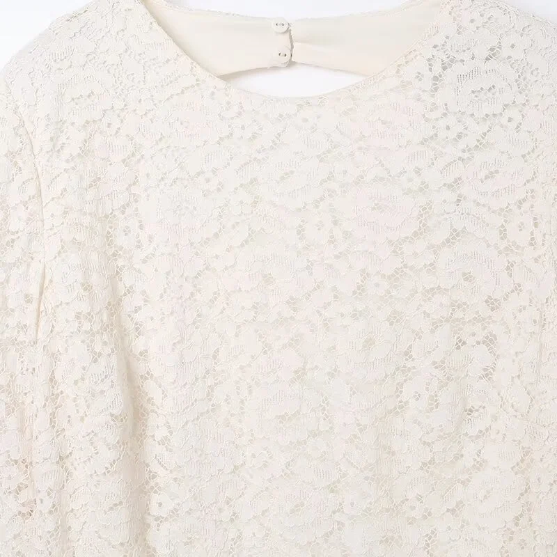 2025 가을 신상품 여성 캐주얼 패션 슬림핏 긴팔 섹시한 백리스 레이스 미니 드레스