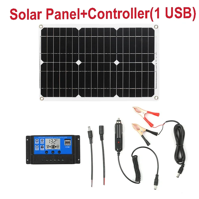 Professional Solar Panel Set Grid Monocrystalline Module 1 or 2 USB Port off with LCD Display Solar Charge Controller 180W 12V