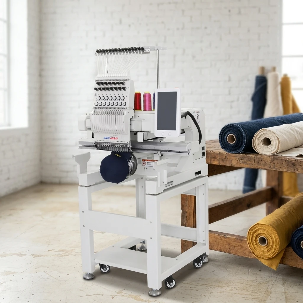 REVHON Computerized Single Head Cap Embroidery Machine 400x600mm 1200 RPM Gear Core Components Low Noise Stable Home Retail Use