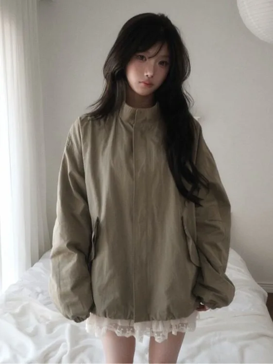 Laid-back Zipper Style Women's Jacket Autumn New Fashion Slimming Short High-End Unique Korean Style Spring Autumn Winter