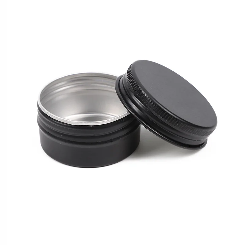 200pcs 30g/1 oz Aluminum Tin Jar Black Cosmetic Container Refillable Bottles Tea Cans Metal Box Candle Jars