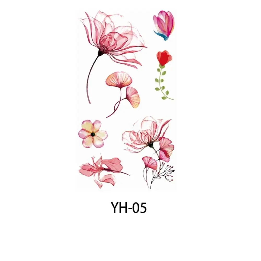 Watercolor Flower Women\'s New Cherry Blossom Petals Painting Disposable Waterproof and Anti Sweat Temporary Tattoo Sticker