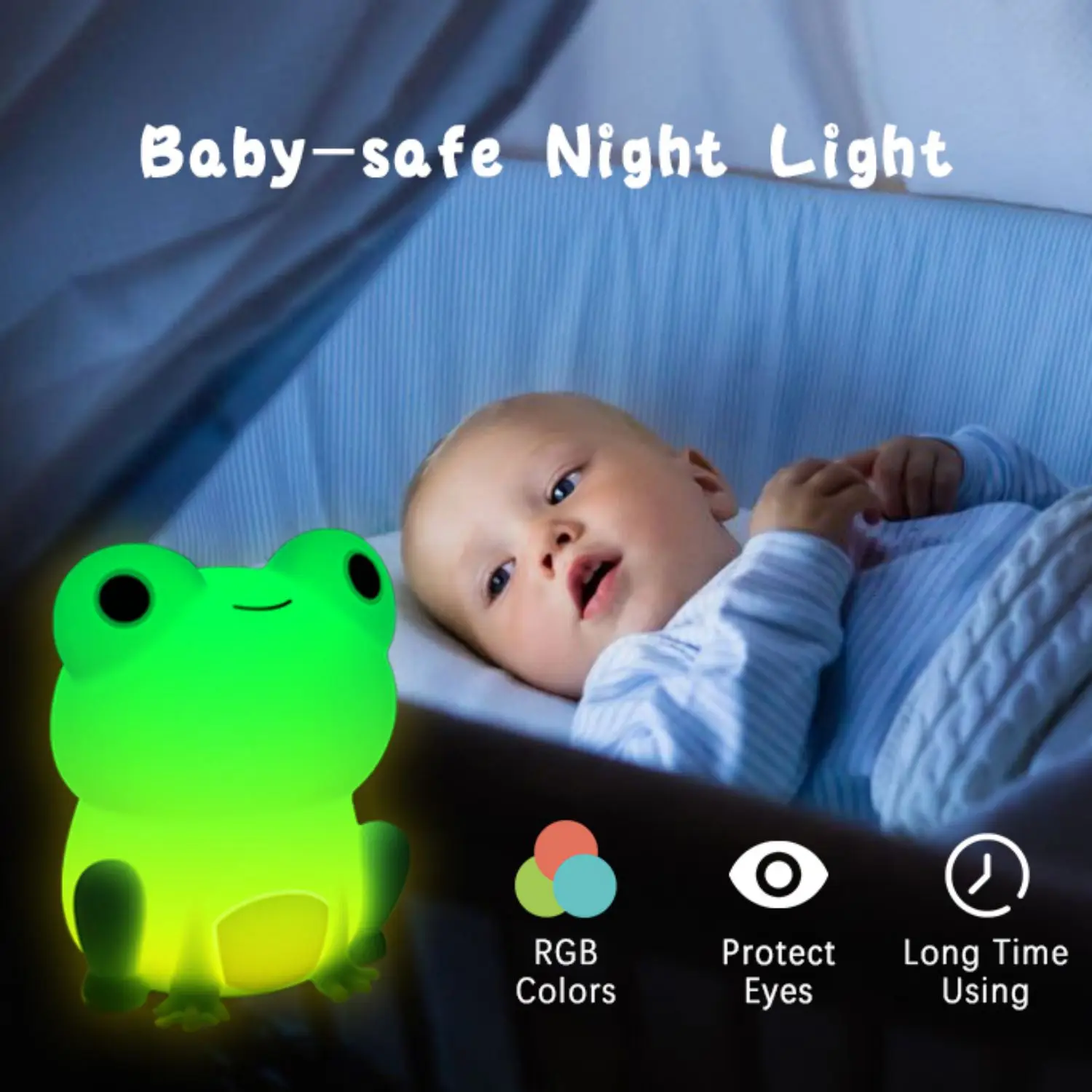 Night Lamp for Kids Frog Soft Silicone Sleeping Night Light Dimmable Timer Rechargeable Colorful Light Room Decor Children Gifts