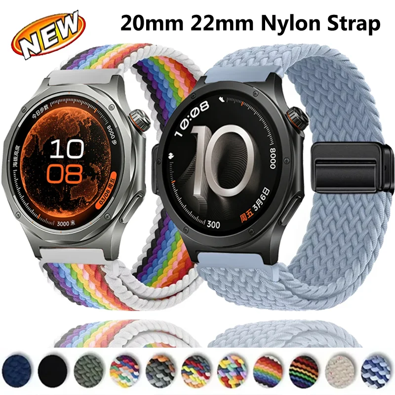20mm 22mm Nylon Strap for OPPO Watch X3-X2-S/Oneplus Watch 4-Lite-3 Magnetic Comfortable Wristband Amazfit Active 3-2-Max Correa