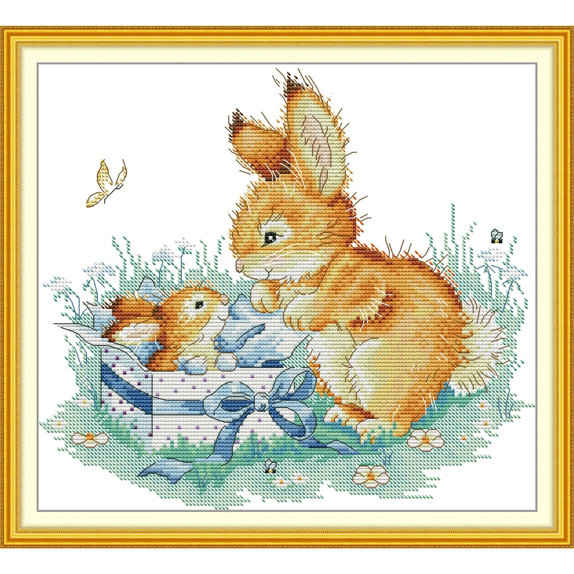 

Joy Sunday Pre-printed Cross Stitch Kit Easy Pattern Aida Stamped Fabric Embroidery Set-A Delightful Gift
