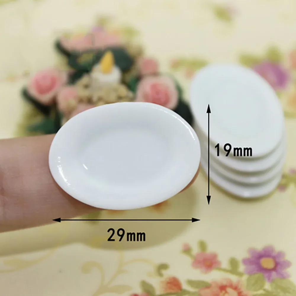 5Pcs 1/12 Doll House Miniature Dessert Ceramic Plate Simulation Kitchen Dish Model for Mini Decoration Dollhouse Accessories