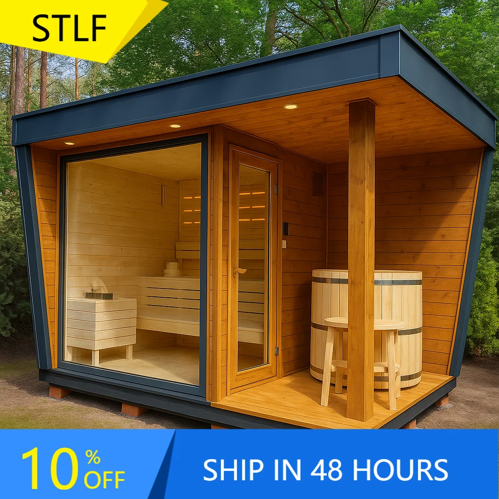 

Outdoor Home Sauna and Cold Plunge Ice Bath Outside Room Combo Units Cold Plunge Tub / Cube Sauna Gadgets Modern Design Optional