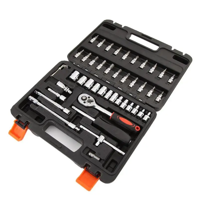 Imagem -05 - Soquete Ratchet Car Repair Tool Kit Chave Cabeça Chave Inglesa Chave de Fenda Profissional Metalworking Pawl 46 Pcs