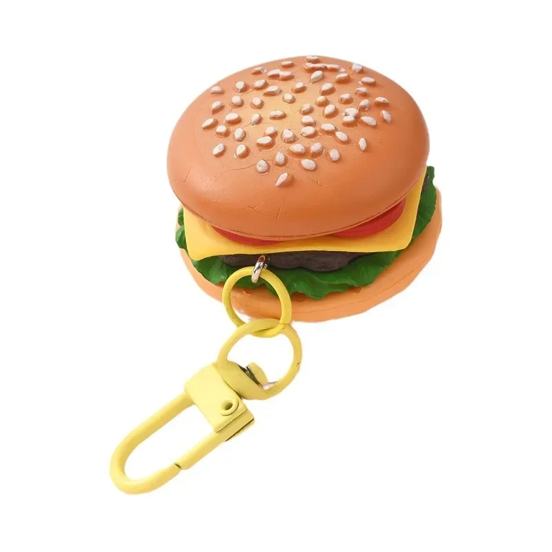 Mini Hamburg Keychain New Creative Fashion DIY Simulation Food Toy Model Keyring Car Phone Bag Pendant Birthday Gift Ornaments