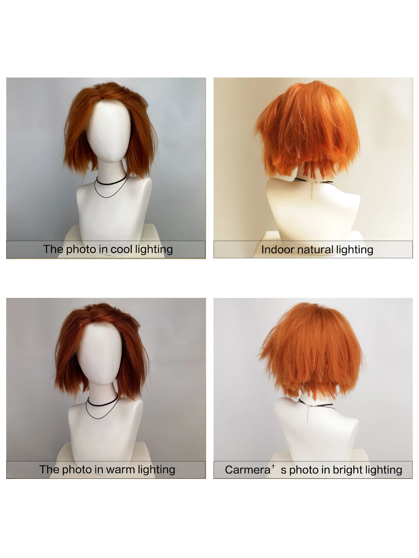Kurze orange braune Yaki-Perücke Chucky Halloween Cosplay für Herren von Evil Killer Perücke Curse Kunsthaar Party Kostüm Perücke