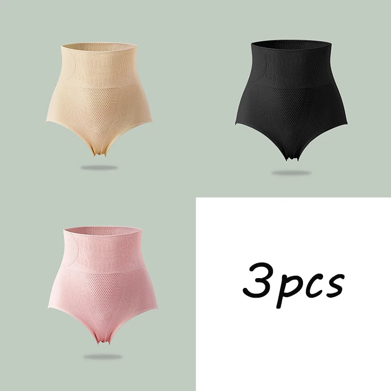 

3 Pcs/lot Woman Body Shaper Slimming Panties Sexy Soft Underpanties High Waist Briefs Size M XL Womens Dropshipping