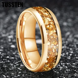 TUSSTEN 4/6/8MM Men's and Women's Wedding Tungsten Ring Inlaid Gold colored crystal stone Comfortable Fit