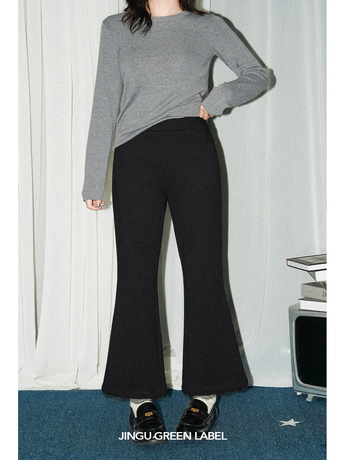 

Женский повседневный вязаный свитер JINGU с круглым вырезом и длинными рукавами, с кружевной отделкой, укороченный (до колена), для ранней осени