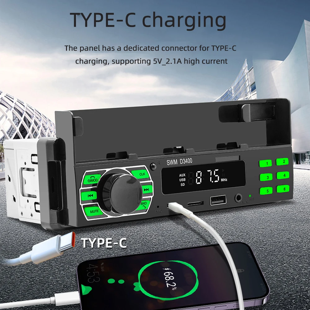 

Автомобильный MP3-плеер с Bluetooth 5.0, FM-радио, 4-канальным усилителем, 1 DIN, встраиваемая автомобильная аудиосистема