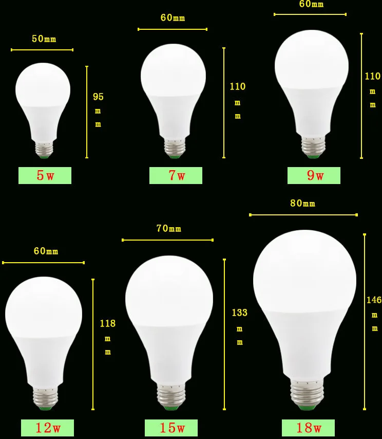 3W 5W 7W 9W 12W 15W 18W 25W bombilla LED E26 B22 110V 220V 3000K 4000K 6000K 3CCT luces LED A60 bombillas E27 para habitación hogar interior