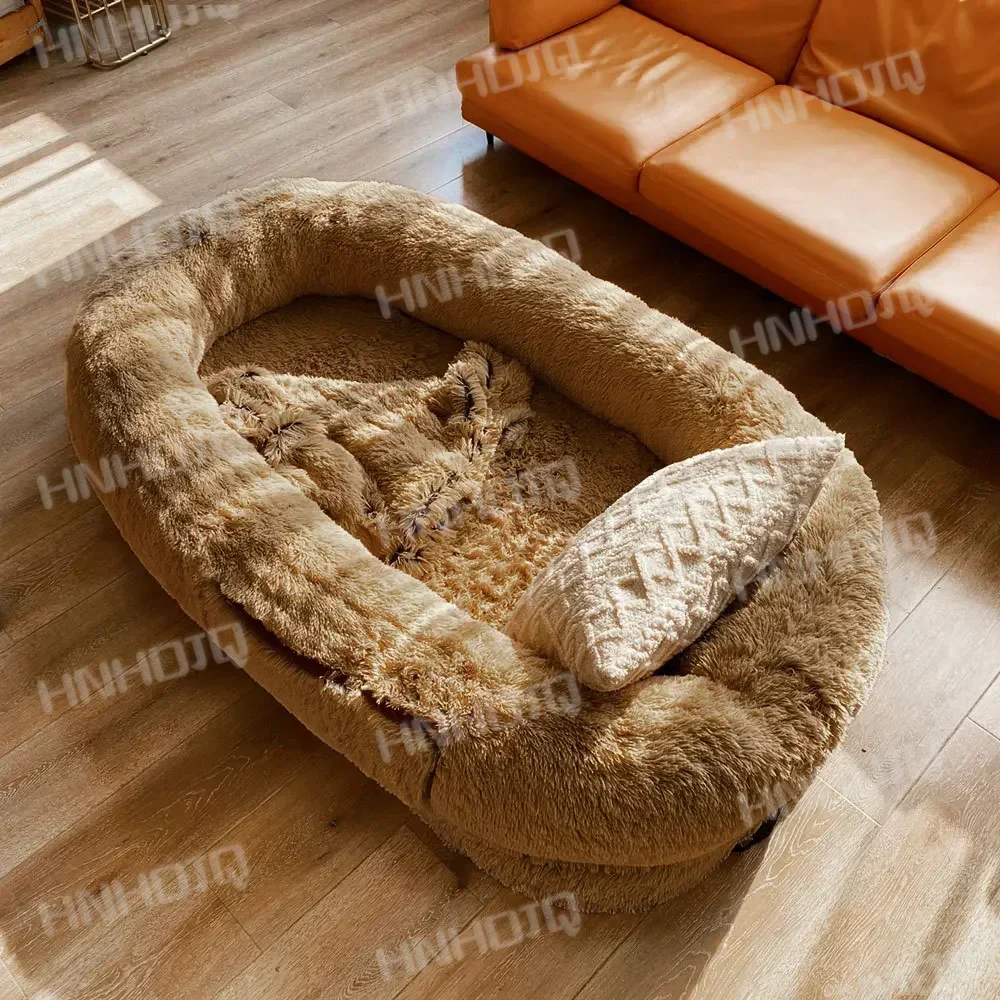 185cm safety Human dog bed Big Popular Waterproof large One-person Sofa Adult Round Long Plush pet Bed pet cat nest