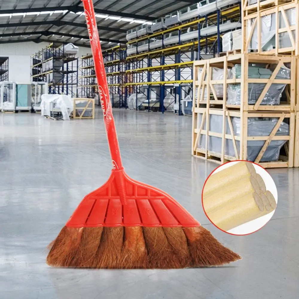 Ergonomic Palm Broom And Dustpan Set Natural Bristle Sweeper For Home Office Patio Deck Heavy Duty Dust Collection Tool