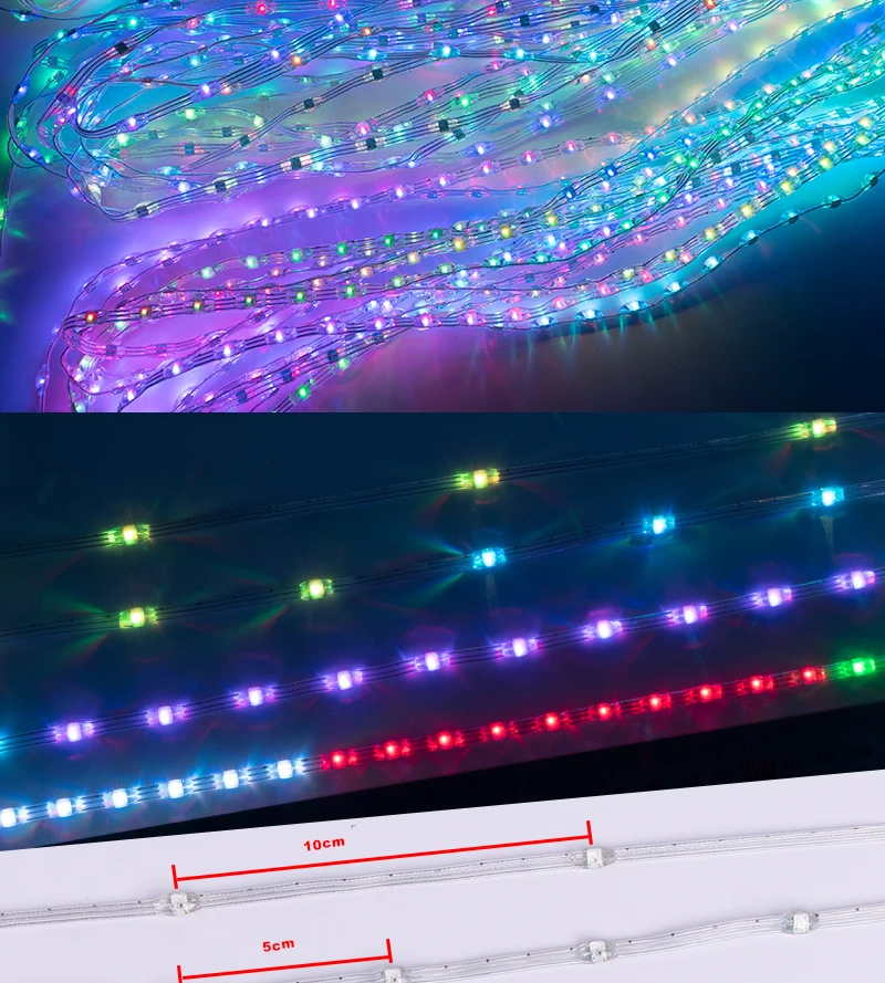 5V 12V WS2811 WS2812 3PIN Clear Lense LED String Lights Dream Color RGBIC Addressable Individually Fairy Seed Pixels Light