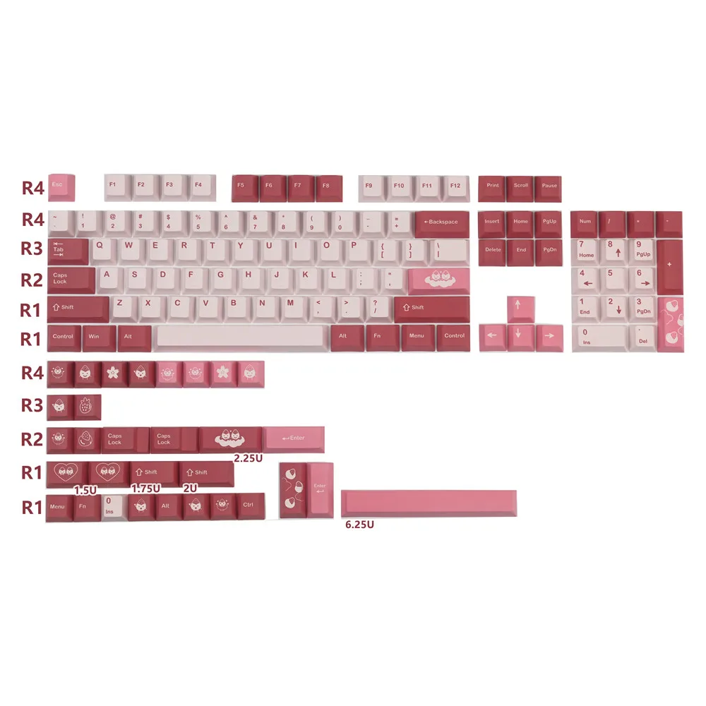 

Колпачки для клавиш GMK Daifuku, 135 клавиш, материал PBT, вишневый профиль DYE-SUB, подходит для MX Switch 61/64/68/75/84/87/98/104, механическая клавиатура