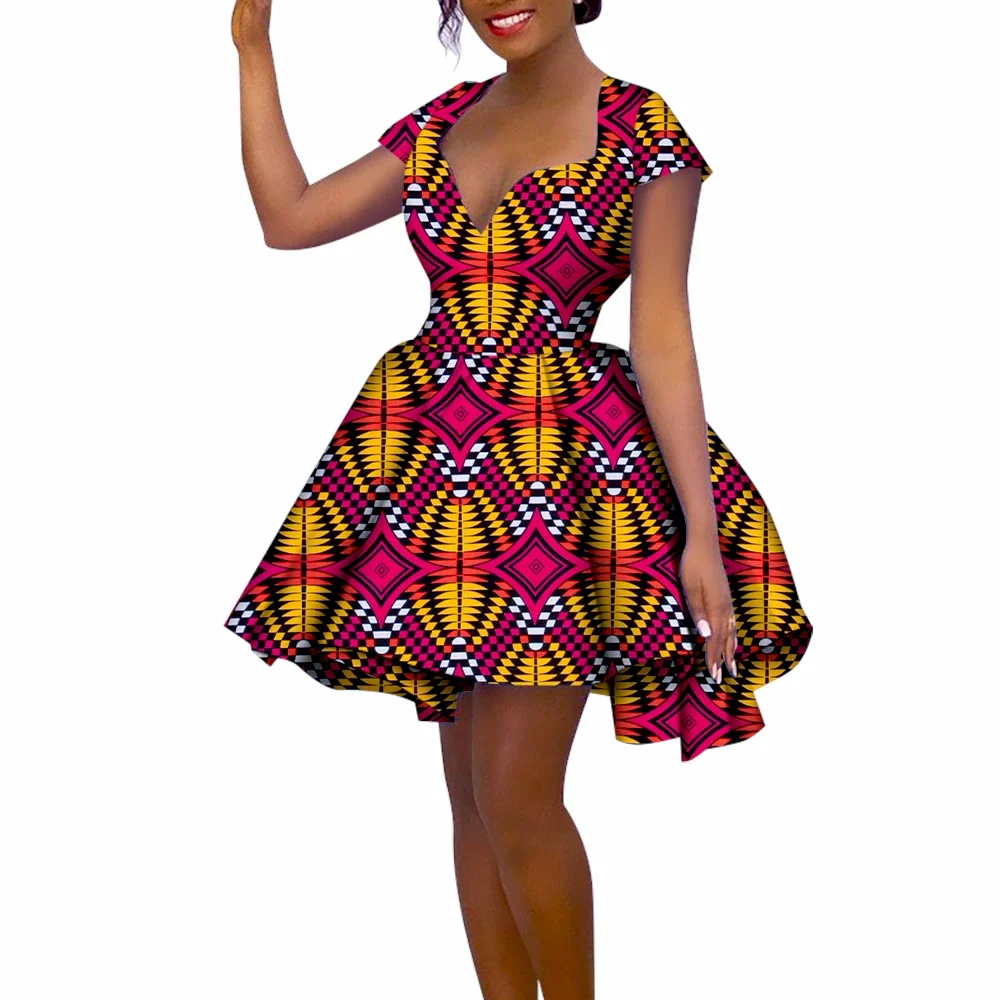 African Dresses for Women New Summer Short Sleeve Printing Dress Dashiki Ankara African Women Clothes Ball Gown WY621