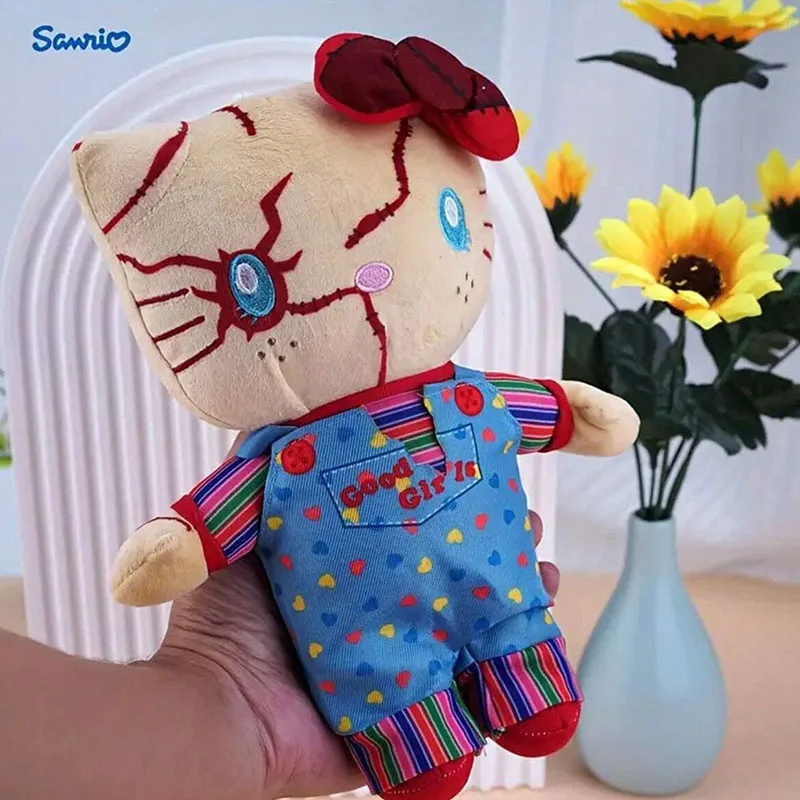 25CM Sanrio Kuromi Plush Doll Halloween Plush Stuffed Toy Ghost Baby Chucky Cute Kitty Halloween Decoration Gift