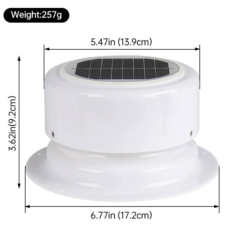 2,5 W RV Solar Lüftungsventilator Dachentlüftungsventilator ABS Abluftventilator Luftabsauger für Boot RV Zelt Wohnmobil Tragbarer Toilettenanhänger