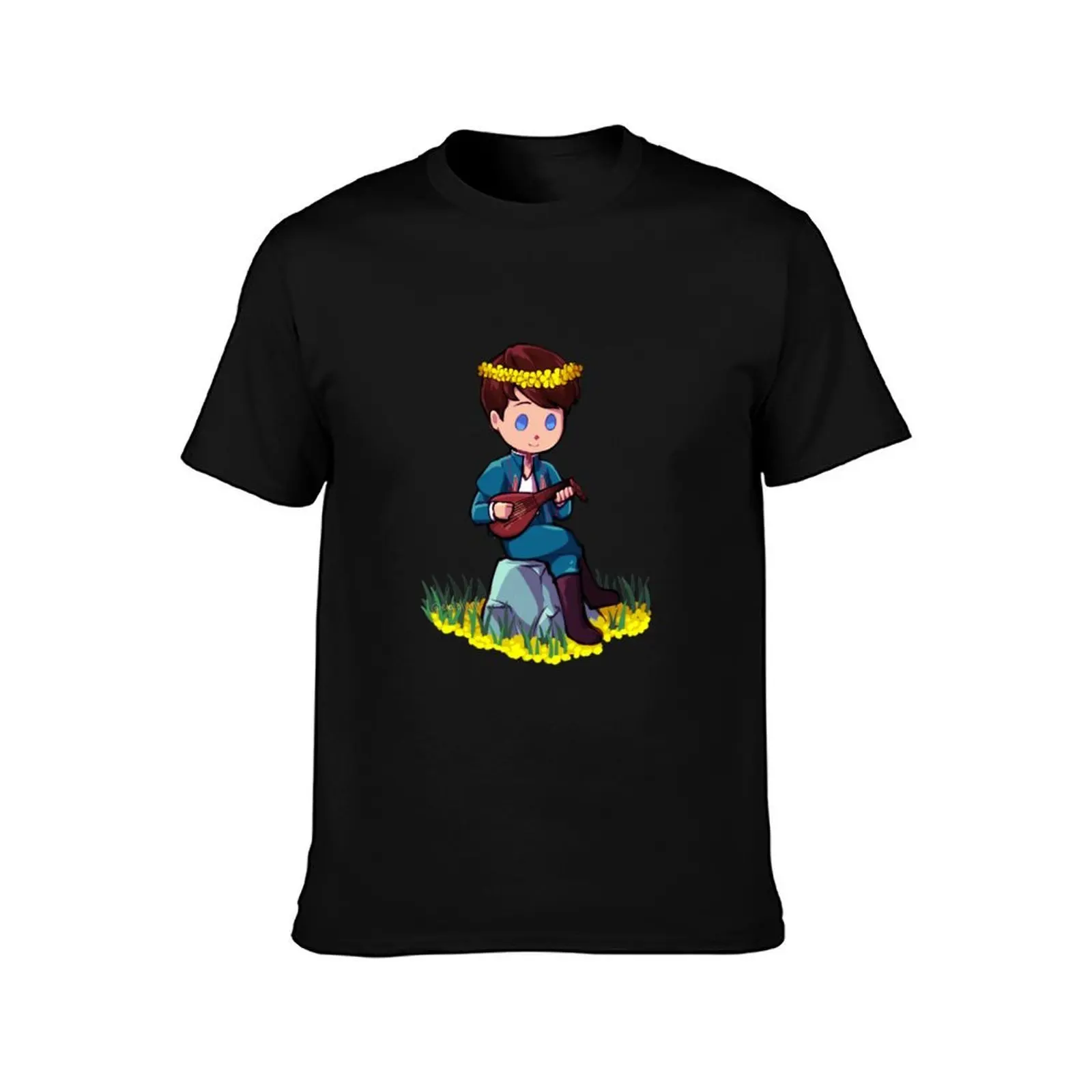 Flower crown jaskier T-Shirt, Summer Casual Cotton Tee, Oversized Streetwear Tops, Vintage Graphic Print, Loose Fit Short Sleeve