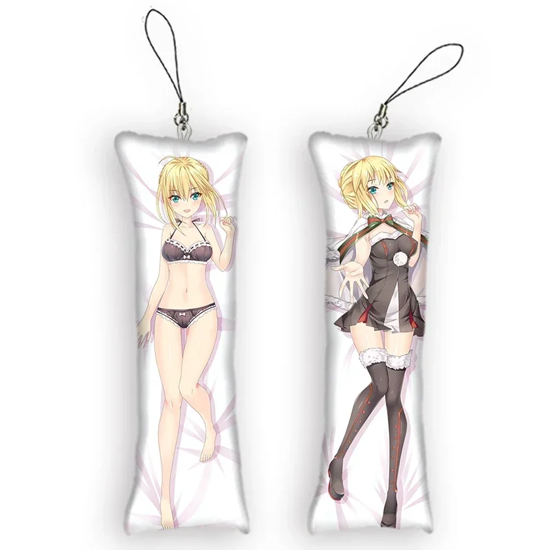 

4x12cmFate Stay Night Altria Pendragon Dakimakura Mini Keychain Cute Anime KeyChain Decor Pendant Otaku Backpack Pendant